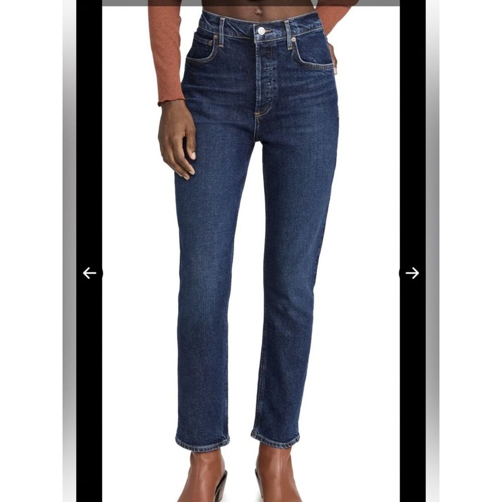 Agolde Ryley High-rise Women's Straight Leg Jeans in Dark Blue Wash